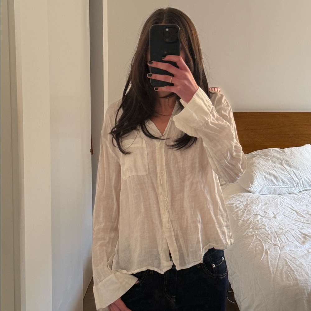 Zara White linen button down